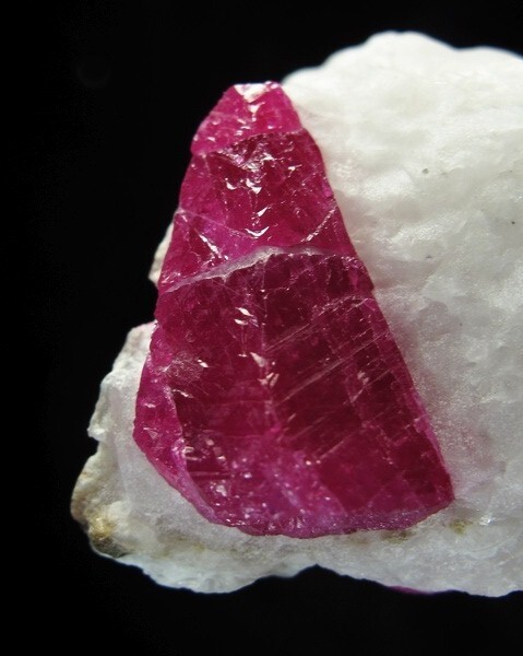 rare, elongated Ruby crystal on Marble (Burma) | Mogok, Burma